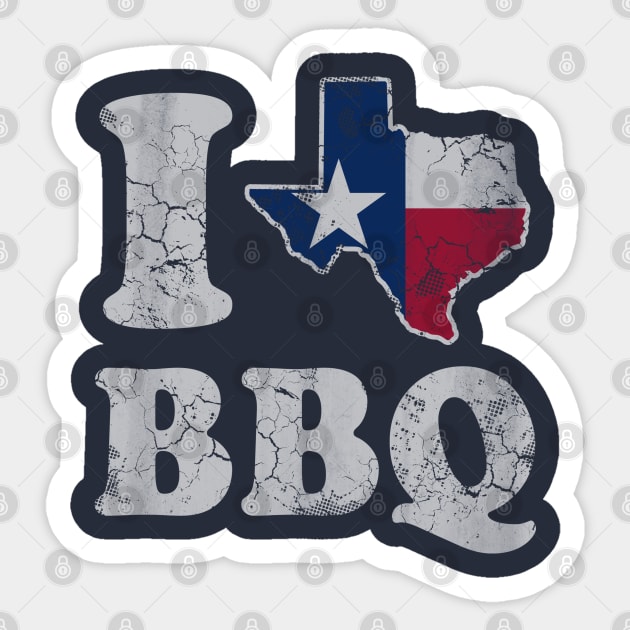 Love Texas BBQ Barbecue Texan State Map Flag Sticker by E